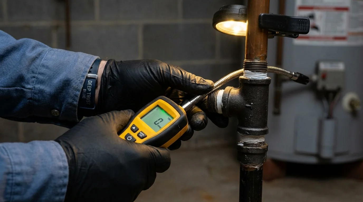 Gas leak detection with electronic sniffer by Johns Plumbing LLC in West Sayville